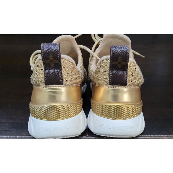 Louis Vuitton Gold Knit Fabric Leather Aftergame Sneakers Sz.40